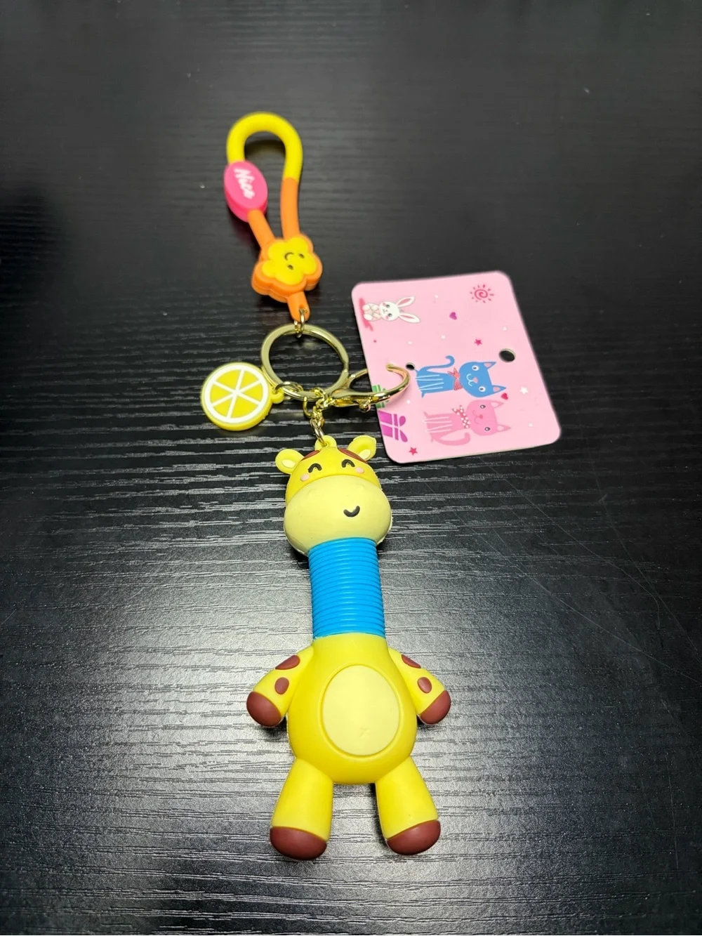 Cute Giraffe Keychain/Bag Charm Toy Cute With Stretchy Neck- Clip-On- Fidget Toy